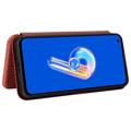 Asus Zenfone 9 Flip Lompakkokotelo - Hiilikuitu - Ruskea