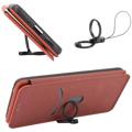 Asus Zenfone 9 Flip Lompakkokotelo - Hiilikuitu - Ruskea