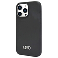 iPhone 14 Pro Max Audi Metal Logo Silikonikuori - Musta