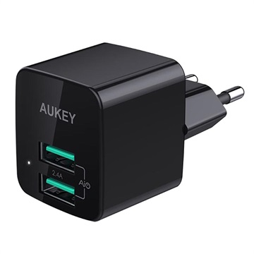 Aukey PA-U32 Minima Duo 12W Seinälaturi - 2x USB - Musta