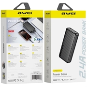 Awei P6K Pro 20000mAh -varavirtalähde - 2x USB-A/USB-C - musta