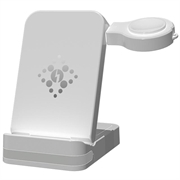 B-27 3-in-1 taitettava langaton latauslaite, jossa on yövalo - 15W - valkoinen