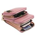 BAELLERRY N0110 Naisten kaksikerroksinen vetoketjullinen lompakko PU-nahkainen kännykkäkukkaro olkahihnalla - Tummanvaaleanpunainen