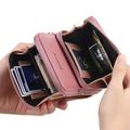 BAELLERRY N0110 Naisten kaksikerroksinen vetoketjullinen lompakko PU-nahkainen kännykkäkukkaro olkahihnalla - Tummanvaaleanpunainen
