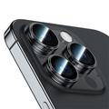 BENKS 3Pcs / Set Camera Lens Protector iPhone 15 Pro / 15 Pro Max Corming Grila Glass Lens Film alumiiniseos kehys - Musta