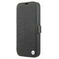 BMW Signature Logo iPhone 13 Mini Flip Nahkakotelo - Musta