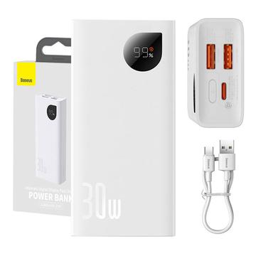 Baseus Adaman2 Digital Display Power Bank 10000mAh - 2xUSB, USB-C, 30W - Valkoinen väri