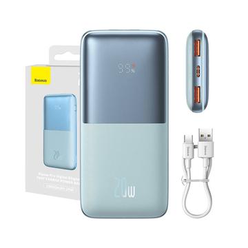 Baseus Bipow Pro Digital Display pikalataus Power Bank 10000mAh/20W - 2xUSB, USB-C - sininen - sininen