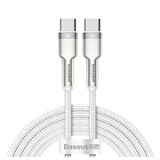Baseus Cafule Metal -sarjan nylonpunottu USB-C/USB-C-kaapeli - 100W - 2m - valkoinen