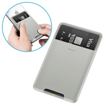 Baseus Card Pocket Universal Stick-On Card Holder (Avoin pakkaus - Tyydyttävä) - Light Grey