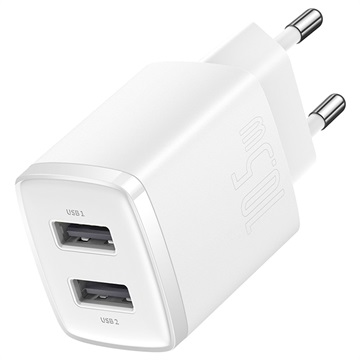 Baseus Compact Seinälaturi 2 USB Portilla - 10.5W