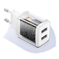 Baseus Compact Seinälaturi 2 USB Portilla - 10.5W - Valkoinen