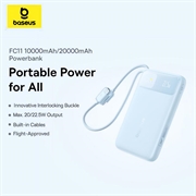 Baseus EnerFill FC11 20000mAh powerbank 22.5W - USB-C- ja Lightning-kaapelit - sininen