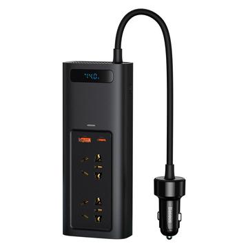 Baseus In-Car Inverter 150W & autolaturi - USB-C, USB-A - musta