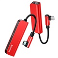 Baseus L53 USB-C ja 3.5mm Lataussovitin - Punainen