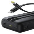 Baseus Lipow 22.5W Power Bank 20000mAh sisäänrakennetuilla Lightning- ja USB-C-kaapeleilla ja LED-näytöllä