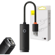 Baseus Lite -sarjan USB-RJ45-verkkosovitin WKQX000001, 100Mbps (Avoin pakkaus - Erinomainen) - musta
