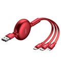 Baseus Octopus 3-in-1 Kaapeli - Lightning, USB-C, MicroUSB - Punainen