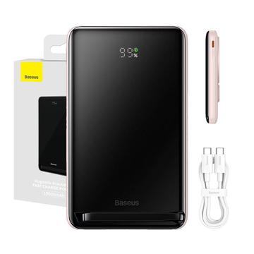Baseus Magnetic Wireless Power Bank 10000mAh - USB-C 20W, MagSafe-yhteensopiva - vaaleanpunainen väri