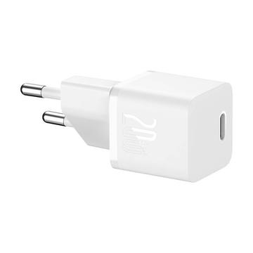 Baseus Mini GaN5 20W USB-C seinälaturi - Valkoinen