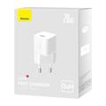 Baseus Mini GaN5 20W USB-C seinälaturi - Valkoinen