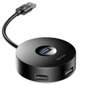 Baseus Round Box 4-porttinen USB 3.0 Hubi MicroUSB Virtalähteellä - Musta
