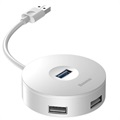 Baseus Round Box 4-porttinen USB 3.0 Hubi MicroUSB Virtalähteellä - Valkoinen