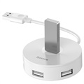 Baseus Round Box 4-porttinen USB 3.0 Hubi MicroUSB Virtalähteellä - Valkoinen