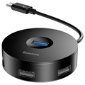 Baseus Round Box 4-port USB 3.0 -keskitin kanssa USB-C Kaapeli - Musta