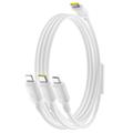 Baseus Silky 3-in-1 USB-C Lightning-, USB-C-, MicroUSB-pikalatauskaapeli - 100W/1.5m - Valkoinen