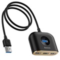 Baseus Square Round USB-Hubi Virtalähteellä - Musta