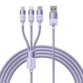 Baseus StarSpeed 3-in-1 lataus- ja datakaapeli - 1.2m, 3.5A - Violetti