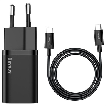 Baseus Super Si Pikalaturi ja USB-C/USB-C-Kaapeli - 25W (Avoin pakkaus - Tyydyttävä)