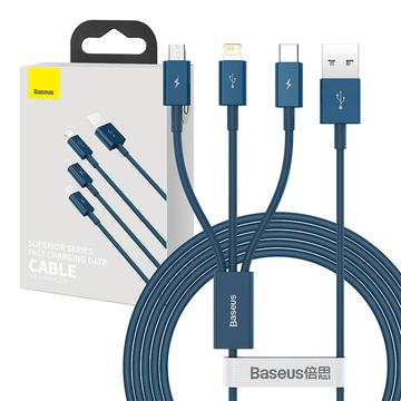Baseus Superior Series 3-in-1 -pikalatauskaapeli - 1m, 3.5A - sininen