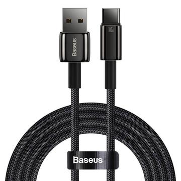 Baseus Tungsten Gold USB-A / USB-C-kaapeli - 1m, 100W - Musta