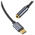 Baseus USB-C / 3.5mm Audio Sovitinkaapeli CAHUB-EZ0G - Tummanharmaa