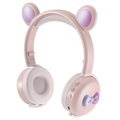 Bear Ear Bluetooth Korvakuulokkeet BK7 LED:illä - Pinkki