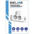 Beline Power Strip LED-taustavalolla - 2x USB-A, USB-C, 2x AC - valkoinen