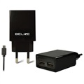 Beline Universal Dual-Port Seinälaturi & MicroUSB Kaapeli - Musta