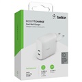 Belkin BoostCharge Seinälaturi 40W - PD 3.0, 2xUSB-C - Valkoinen