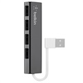 Belkin Ultra-Slim USB 2.0 Matkakeskitin - 4 Porttia - Musta