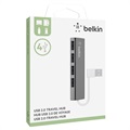 Belkin Ultra-Slim USB 2.0 Matkakeskitin - 4 Porttia - Musta