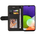 Bi-Color Series Samsung Galaxy A22 4G Lompakkokotelo - Musta