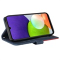 Bi-Color Series Samsung Galaxy A22 4G Lompakkokotelo - Sininen