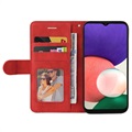 Bi-Color Series Samsung Galaxy A22 5G, Galaxy F42 5G Lompakkokotelo - Punainen