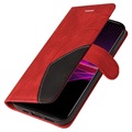 Bi-Color Series Sony Xperia 1 III -lompakkokotelo - Punainen