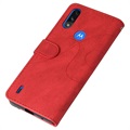 Bi-Color Series Motorola Moto E7 Power Lompakkokotelo - Punainen