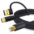Punottu 2-in-1 USB-A / USB-C USB-B tulostinkaapeli - 5m - musta