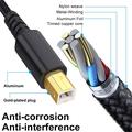 Punottu 2-in-1 USB-A / USB-C USB-B tulostinkaapeli - 5m - musta