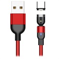 Punottu Kääntyvä Magneettinen USB Tyypin-C Kaapeli - 2m - Punainen